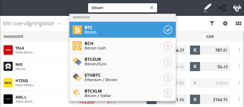 Søg efter bitcoin